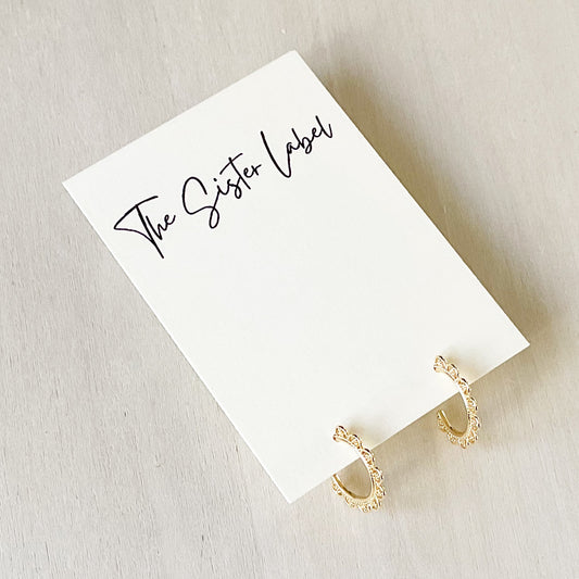 Gold Huggie Hoops - Lace