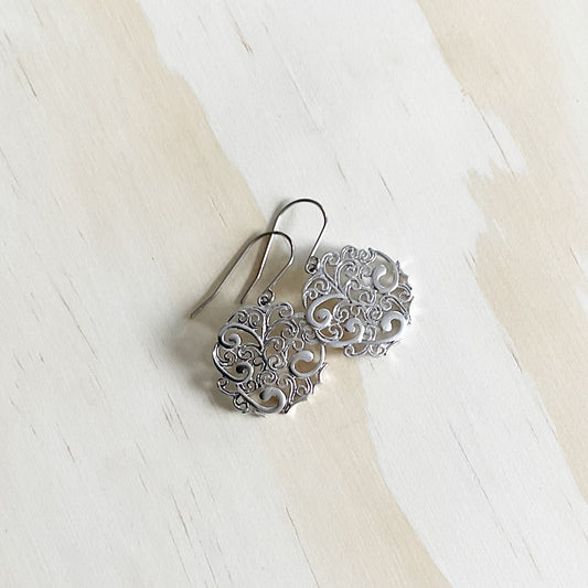 Curled Rounds Earring Set - Platinum Silver