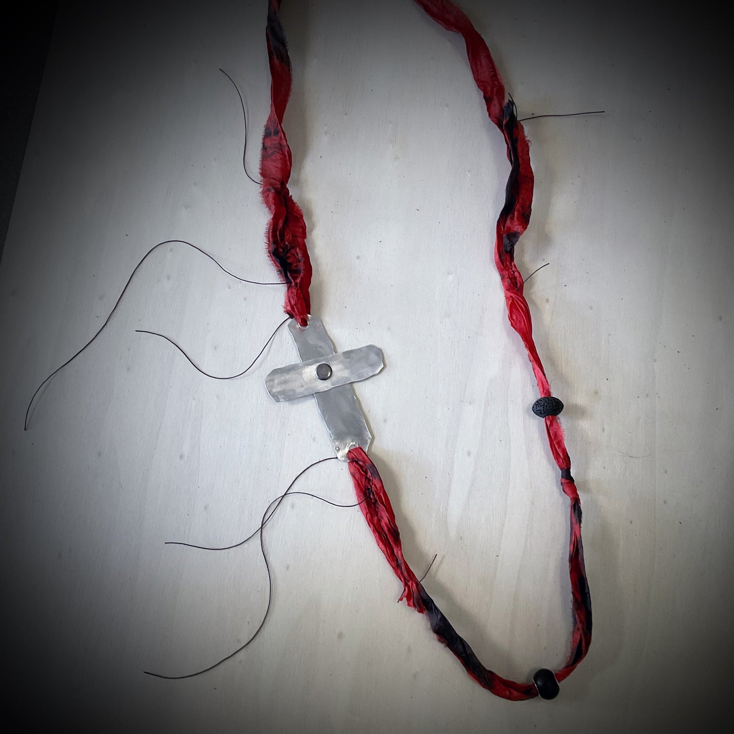 Raw Organic Threads Cross Necklace