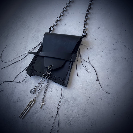 Raw Organic Threads Leather Neck Pouch