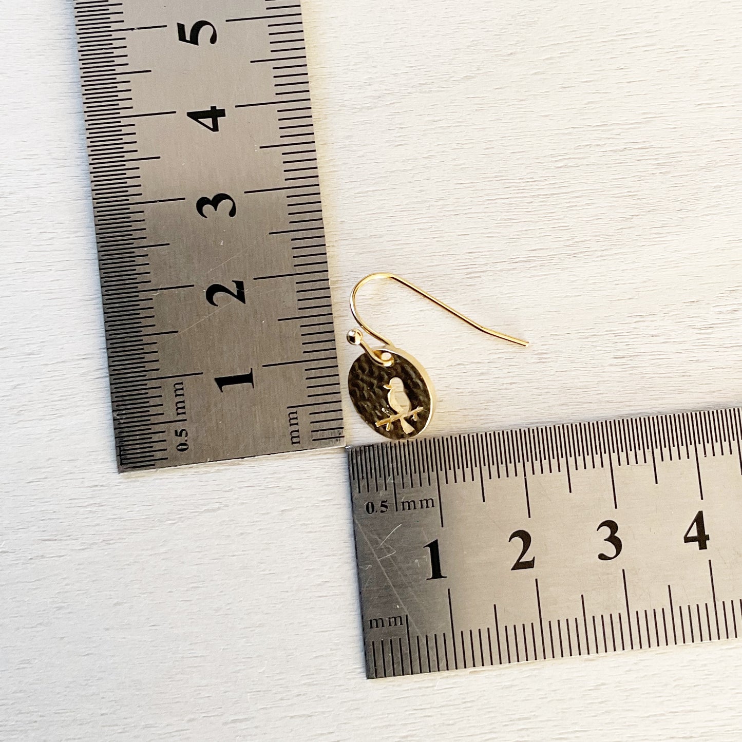 Hammered Bird Earring Set - Gold