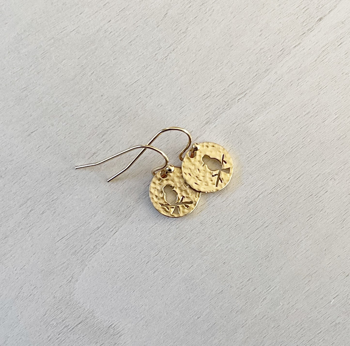 Hammered Bird Earring Set - Gold
