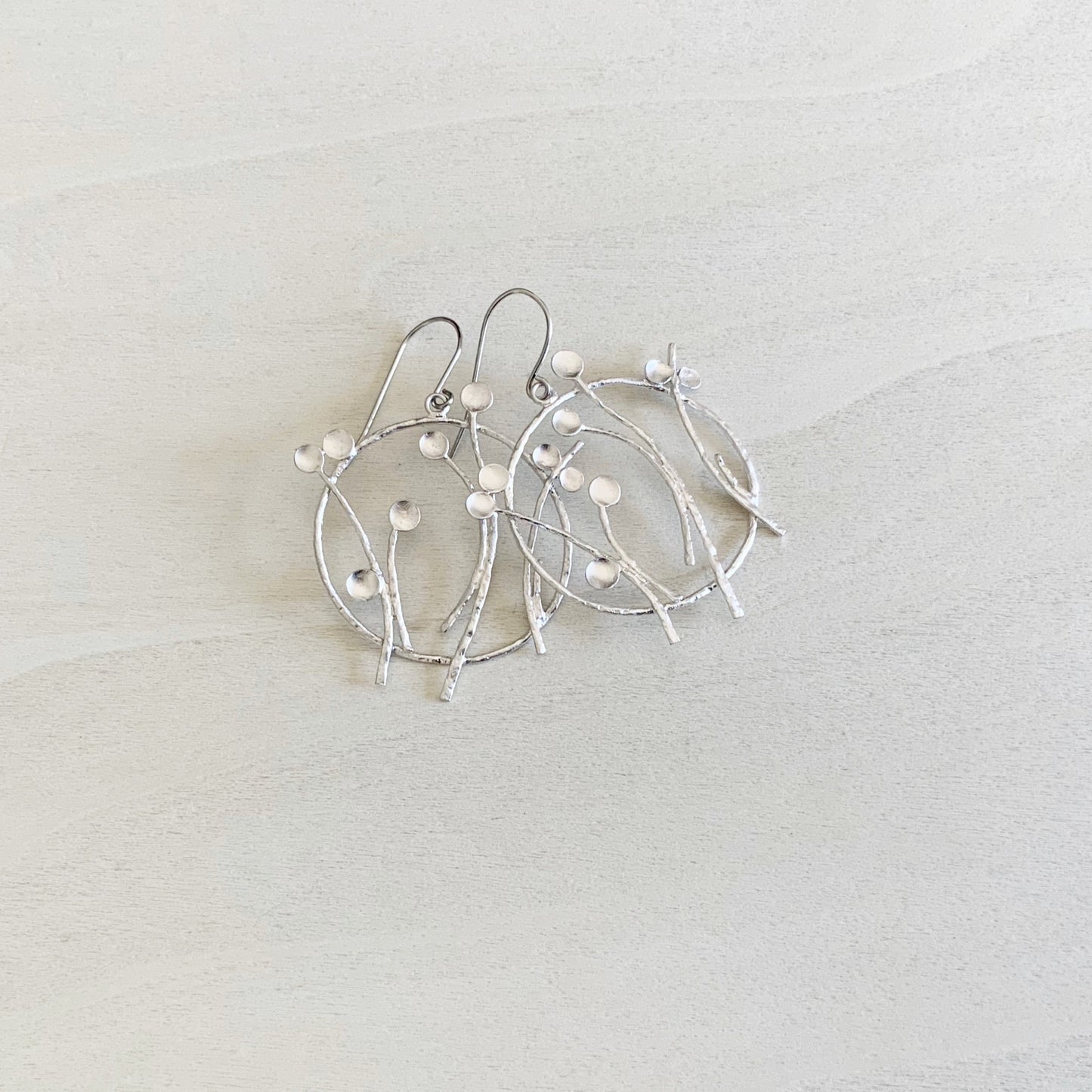 On a Whim Flower Hoops Earring Set - Platinum Silver
