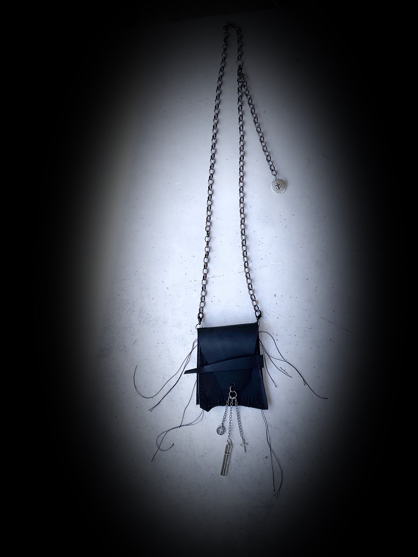 Raw Organic Threads Leather Neck Pouch