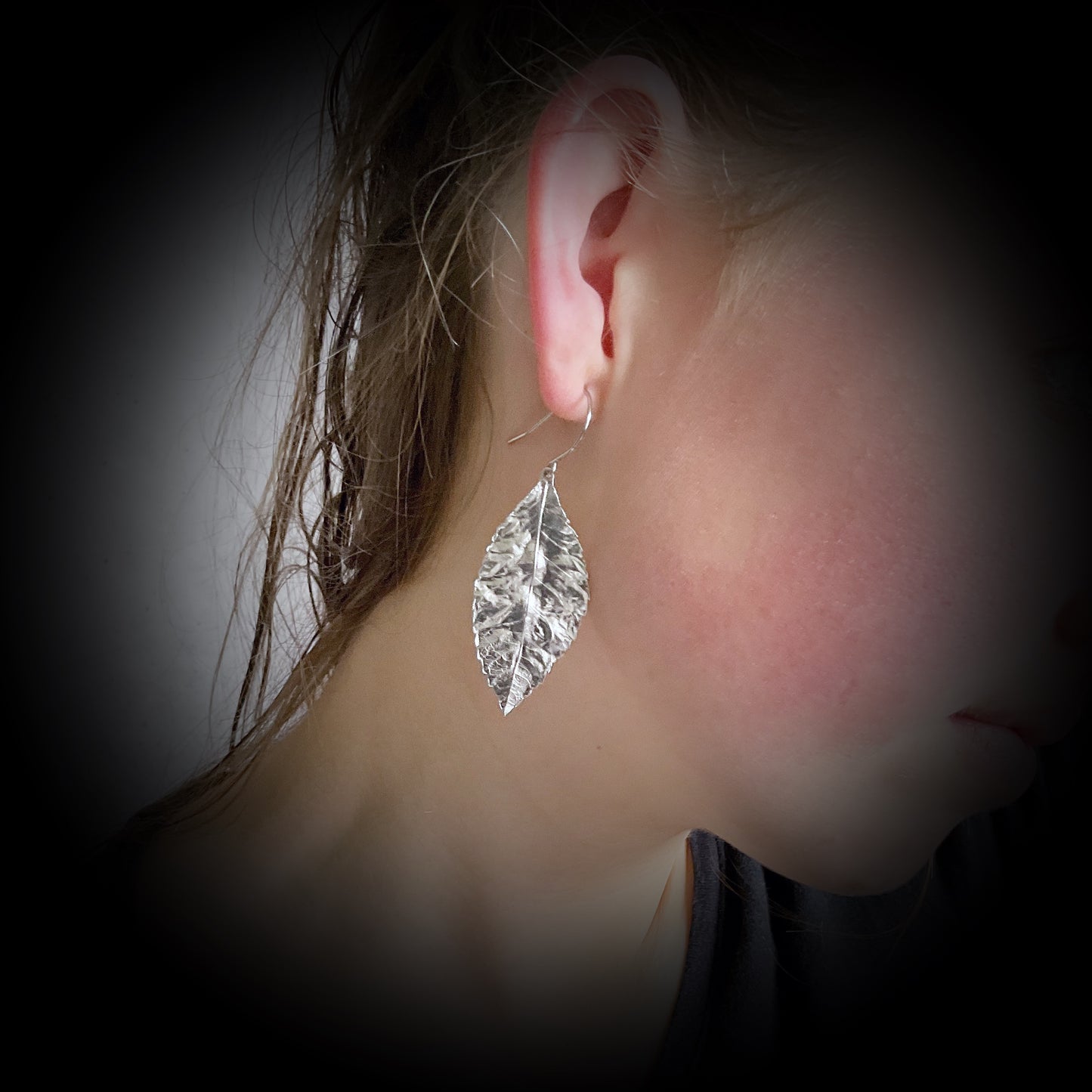 Crumpled Leaf Earring Set - Platinum Silver - The Sister Label