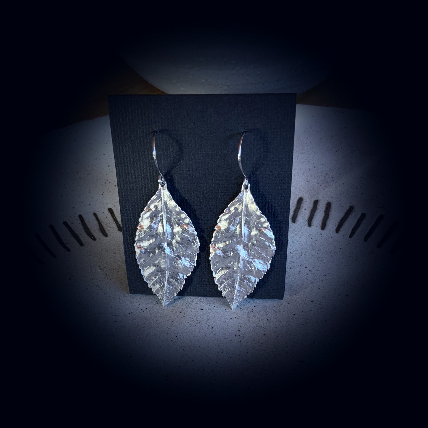 Crumpled Leaf Earring Set - Platinum Silver - The Sister Label