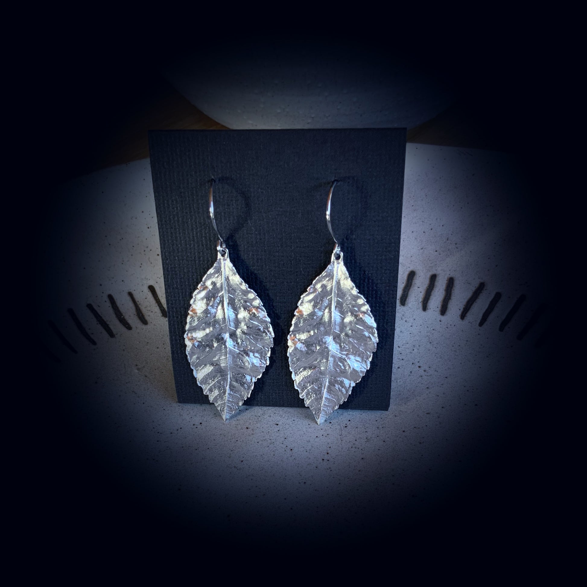 Crumpled Leaf Earring Set - Platinum Silver - The Sister Label