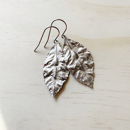 Crumpled Leaf Earring Set - Platinum Silver - The Sister Label