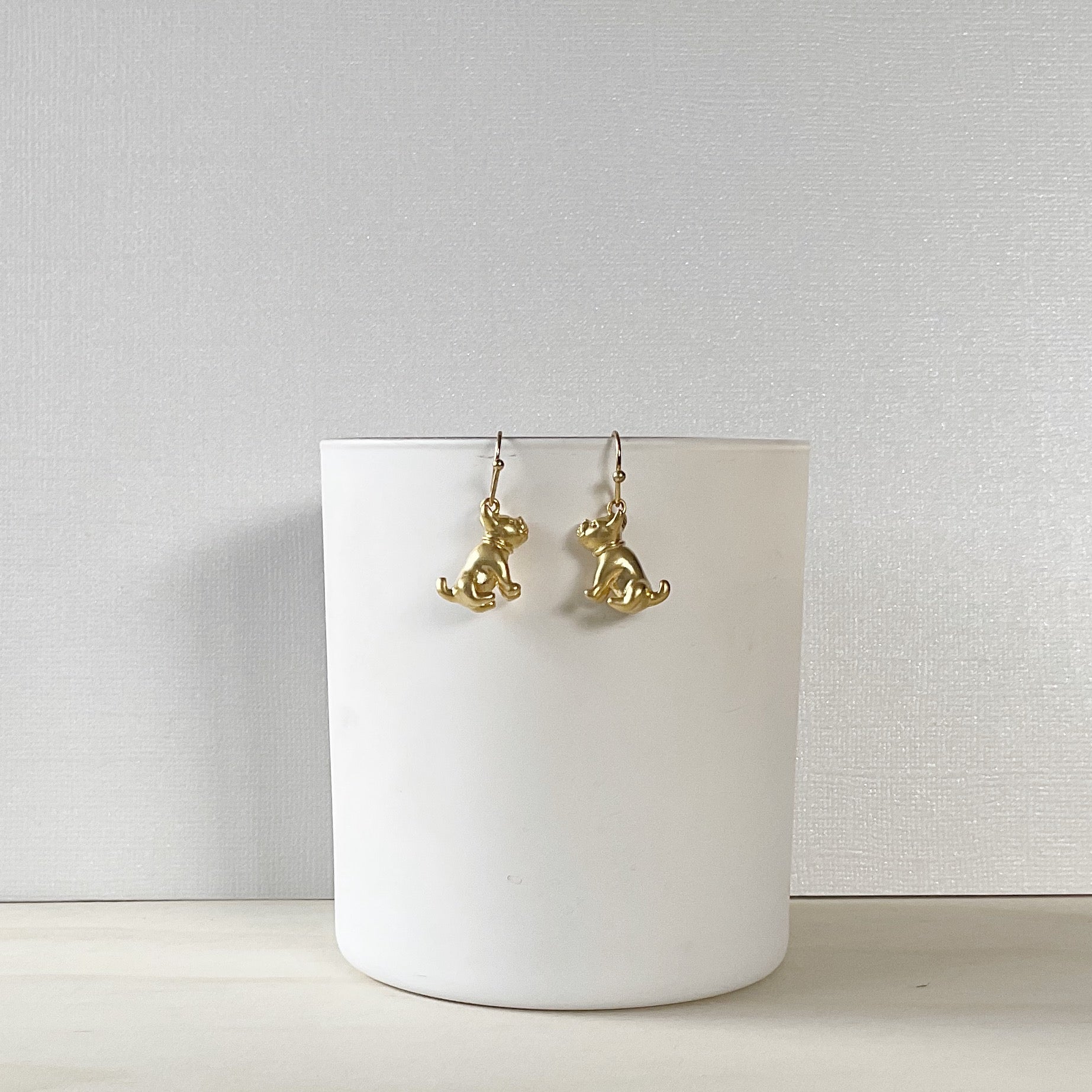 ‘Frenchie’ French Bulldog Earring Set - Matte Gold - The Sister Label
