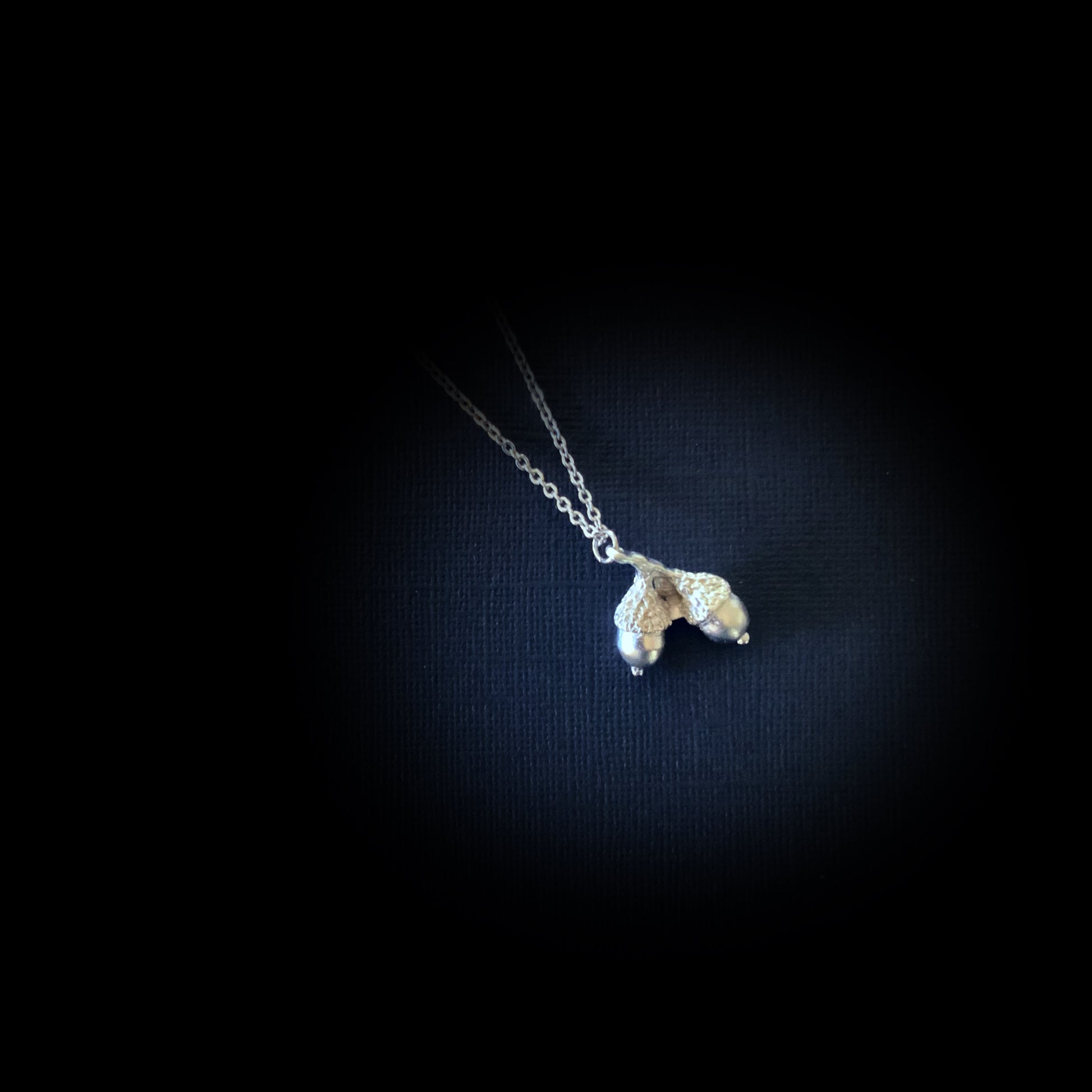 Double Acorn Necklace - Platinum Silver - The Sister Label