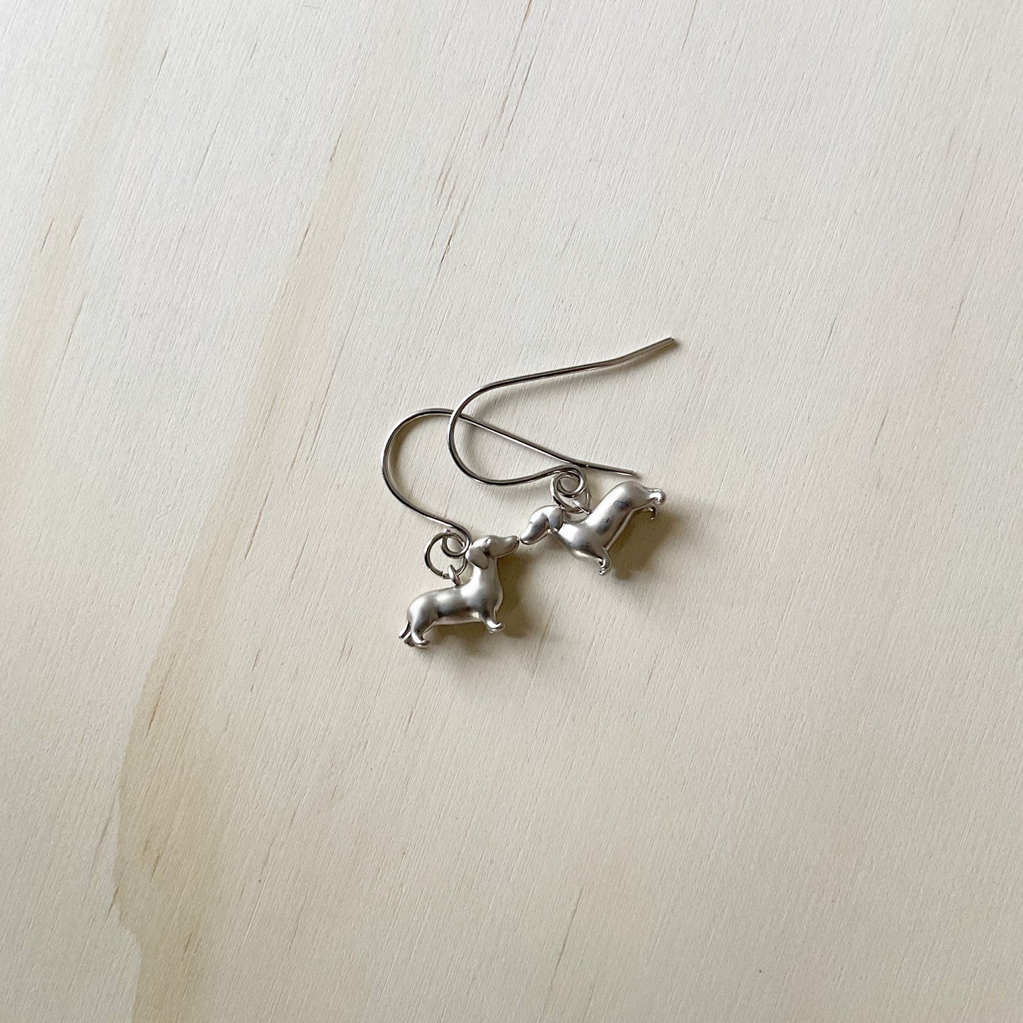 ‘Schnitzel Von Crumb’ Dachshund Earring Set - Platinum Silver - The Sister Label
