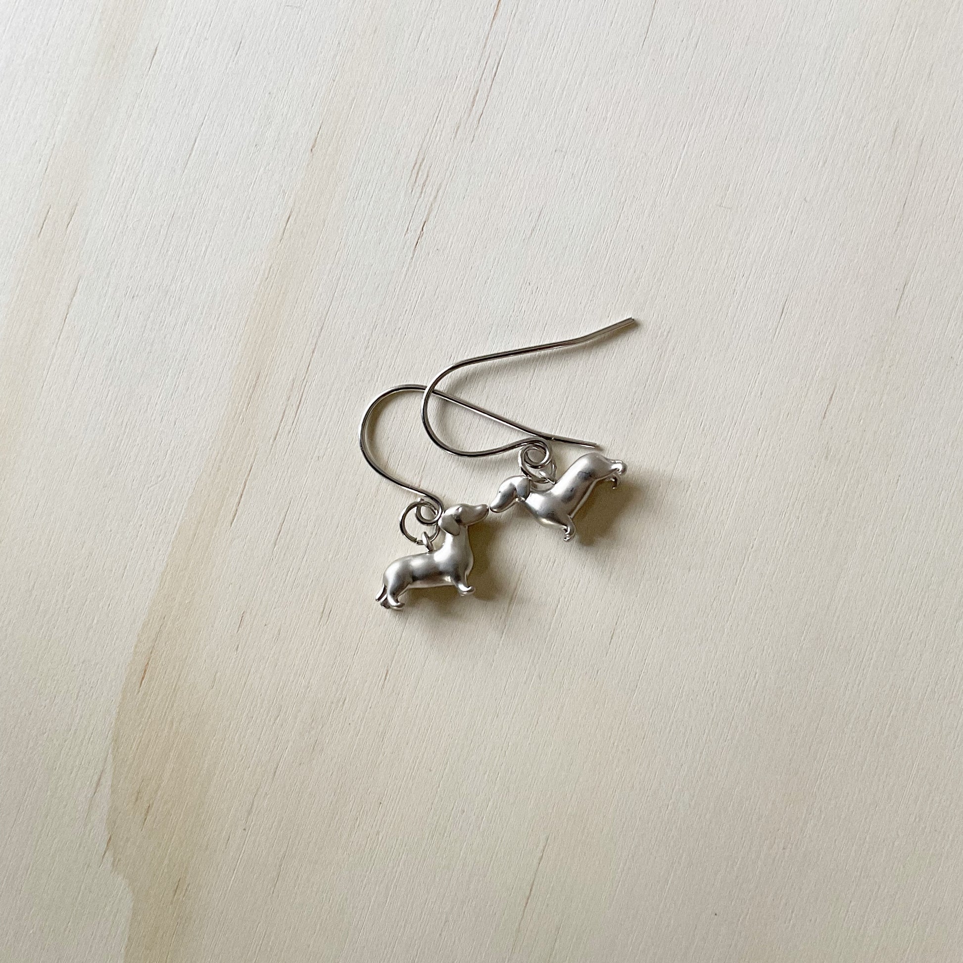 ‘Schnitzel Von Crumb’ Dachshund Earring Set - Platinum Silver - The Sister Label