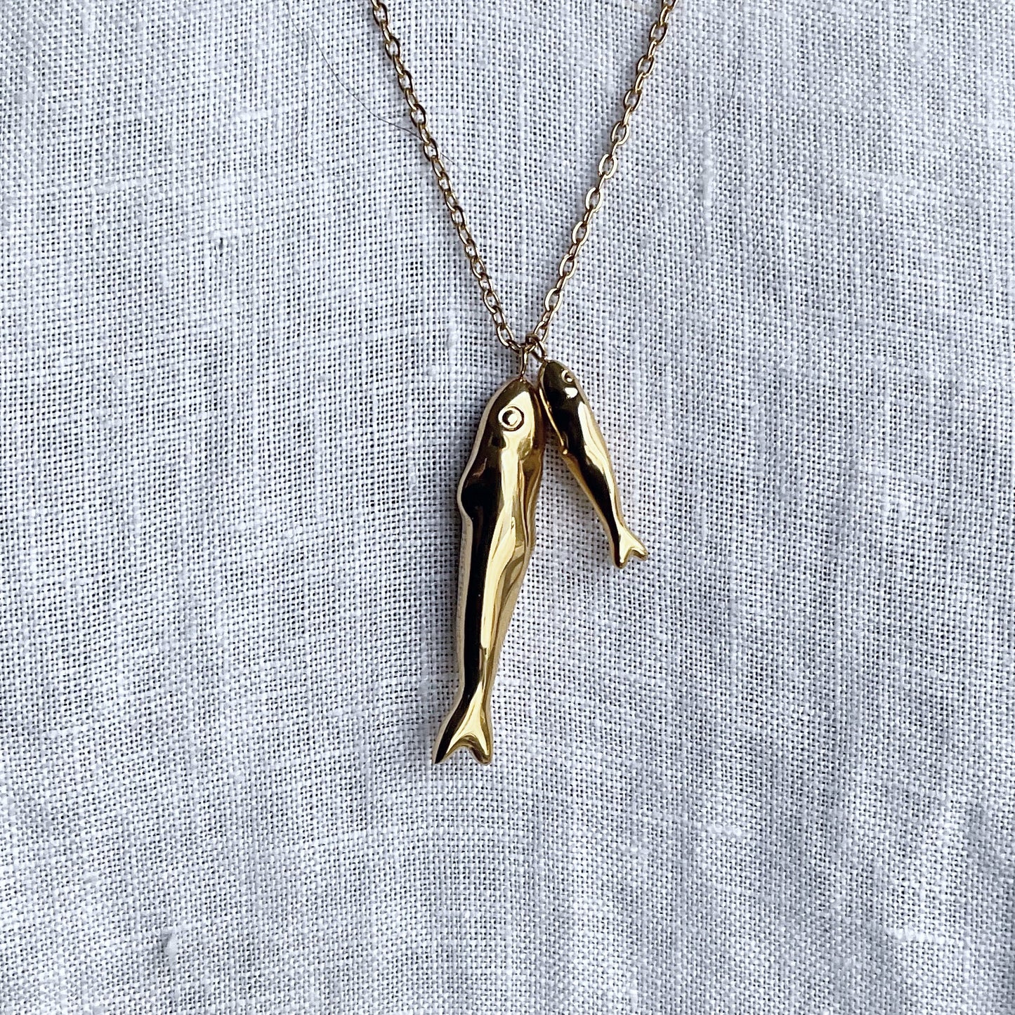 Pair of Fish Gold Necklace