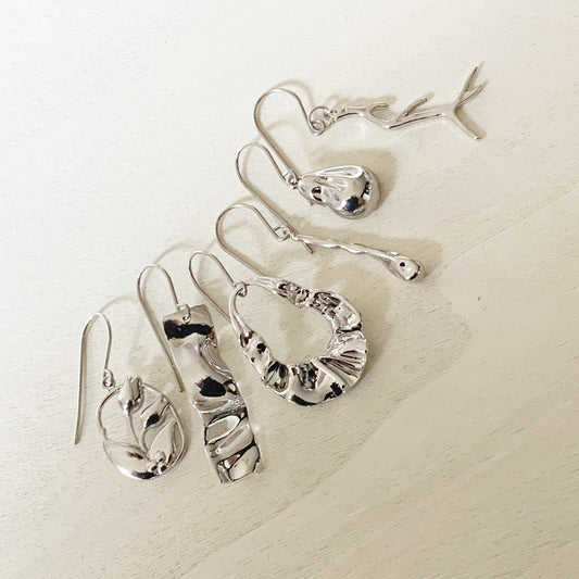 Fluid Droplet Earring Set - Platinum Silver