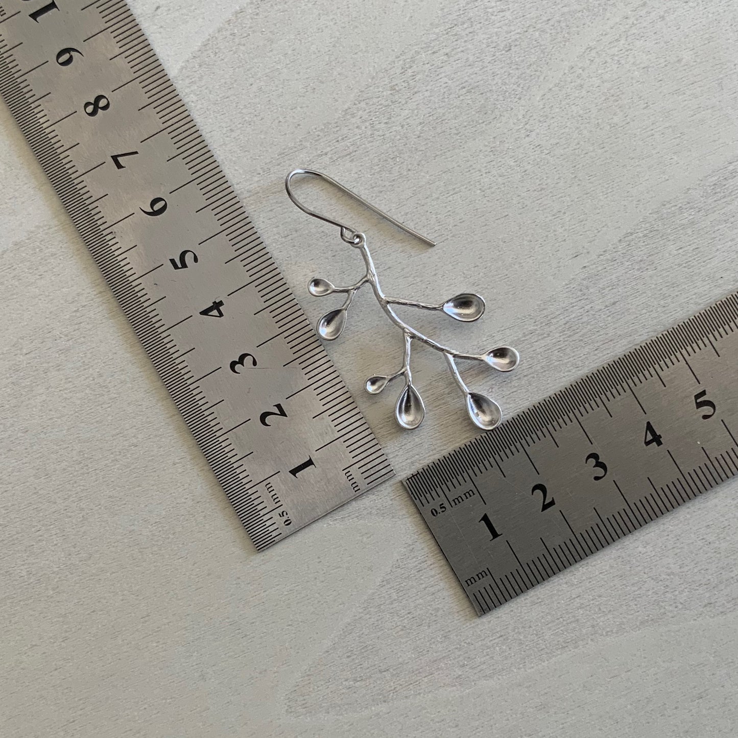 Droplet Flower Earring Set - Platinum Silver