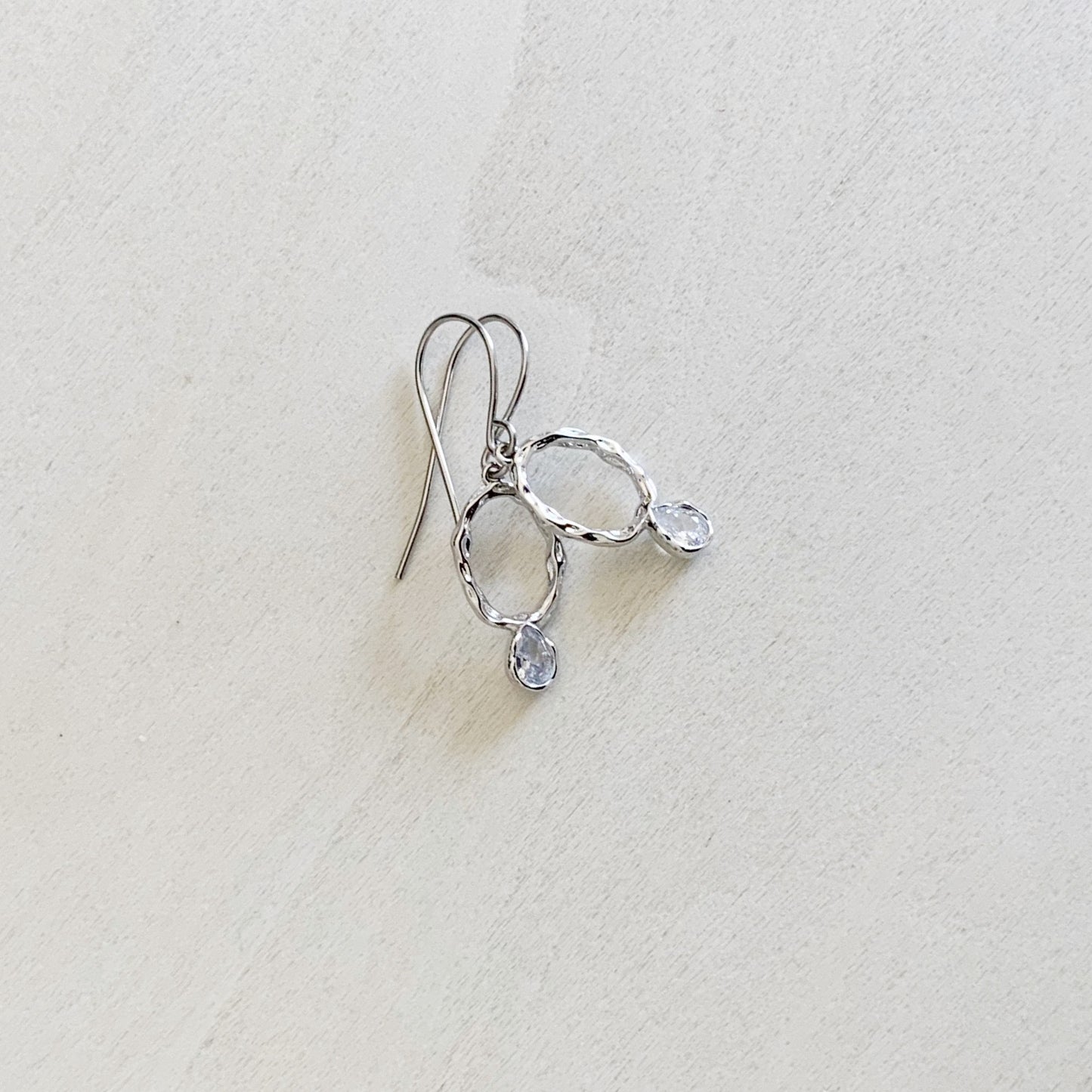 Organic Drop CZ Earring Set - Platinum Silver