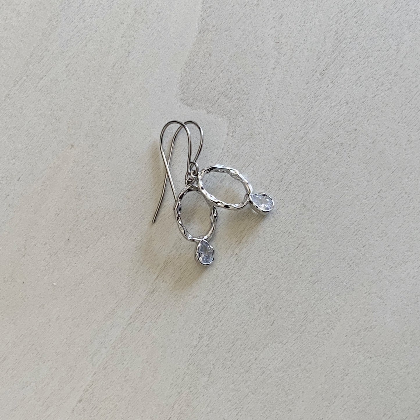 Organic Drop CZ Earring Set - Platinum Silver