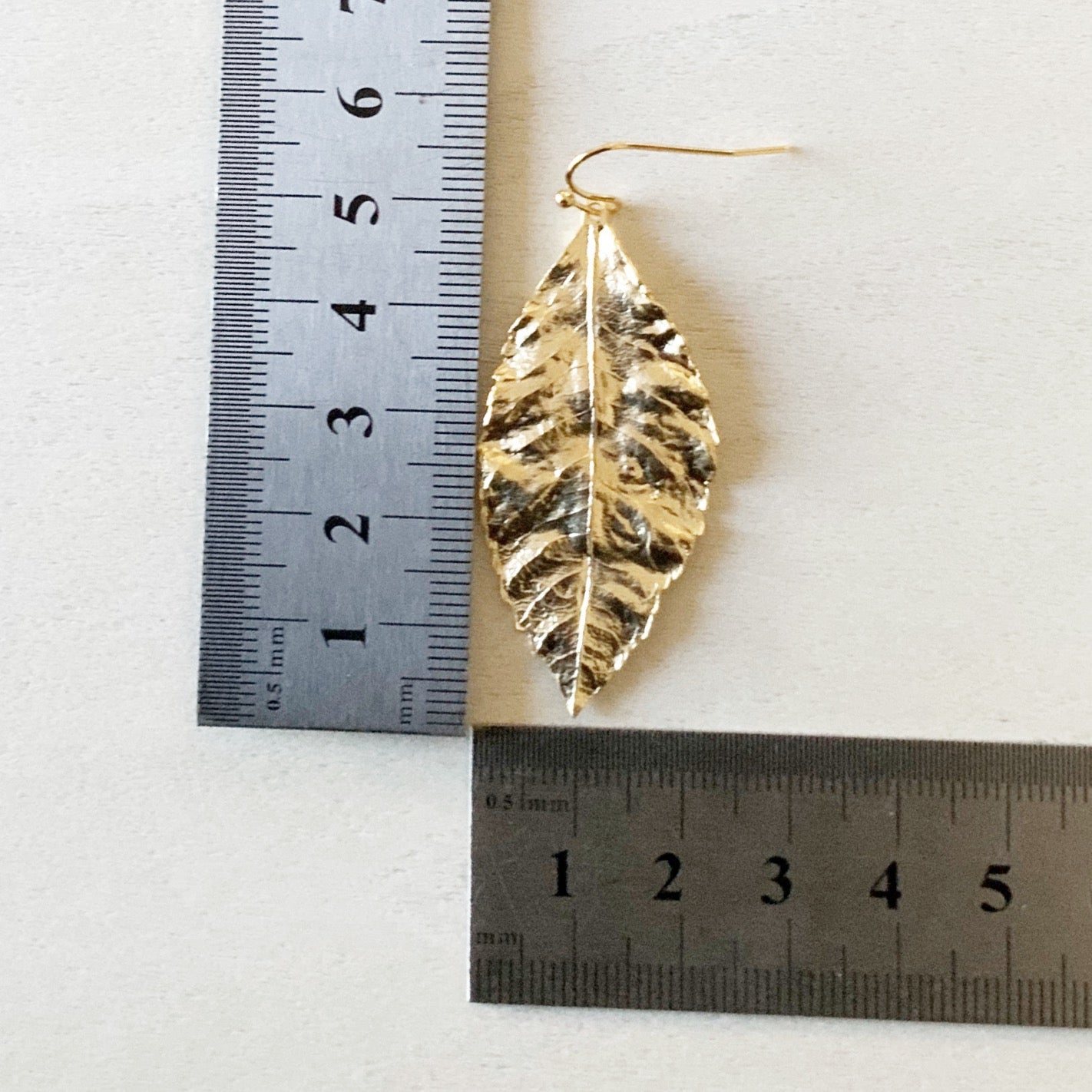 Crumpled Leaf Gold Earring Set