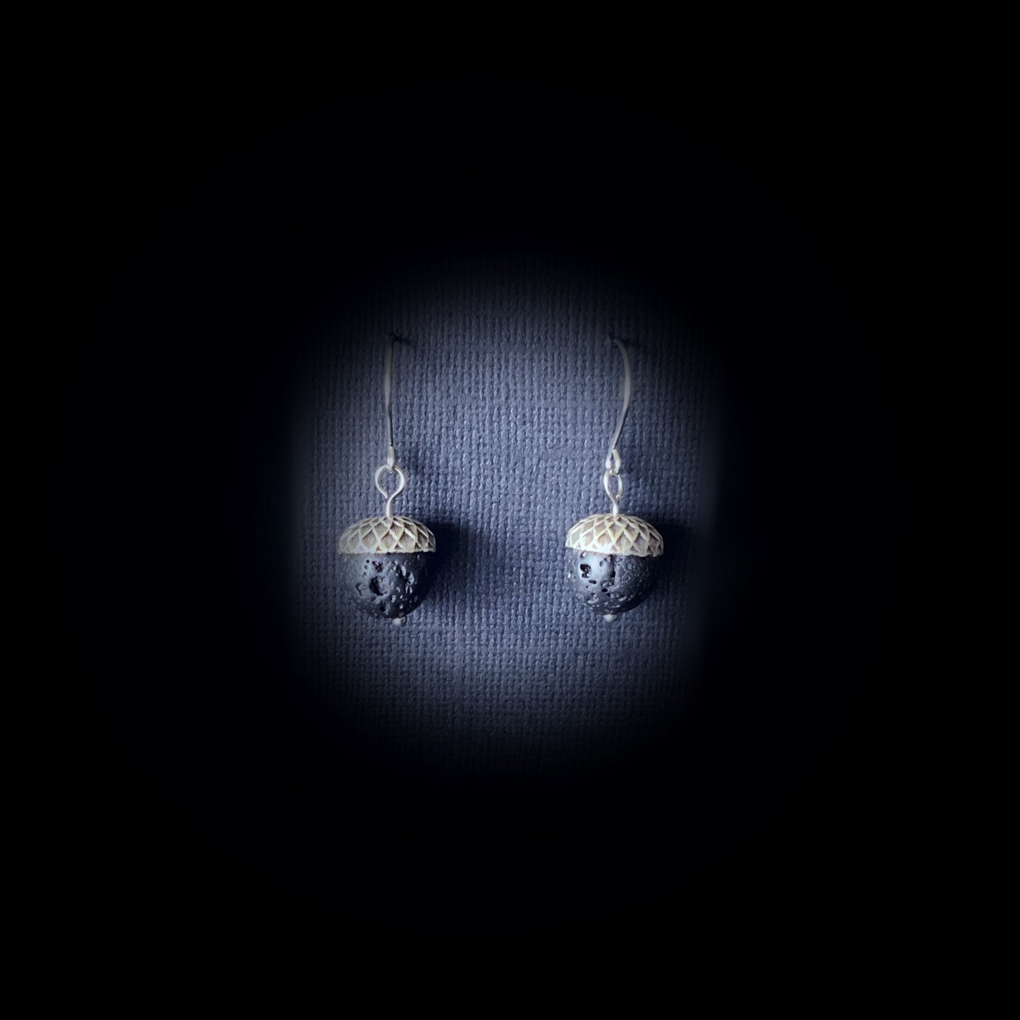 Black Lava Rock Vintage Acorn Earring Set - The Sister Label