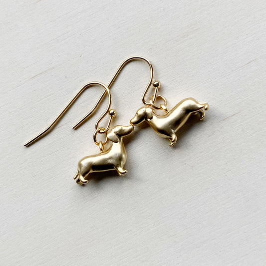 Schnitzel Von Crumb Dachshund Earring Set - Matte Gold - The Sister Label